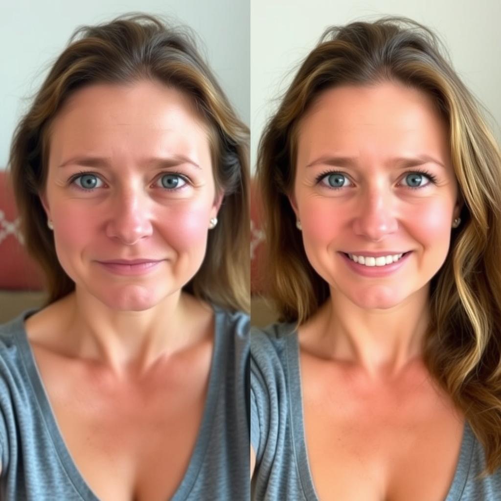 Before and after transformation of person who improved health through nutrition over medication