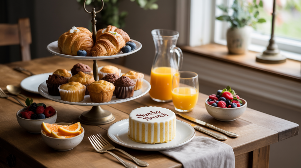 Festive to Fabulous A table with pastry and orange juice on it