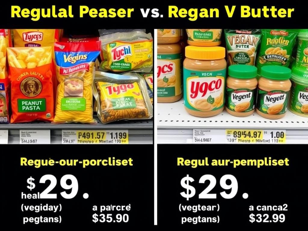 Comparison of regular food items versus specialty vegan products