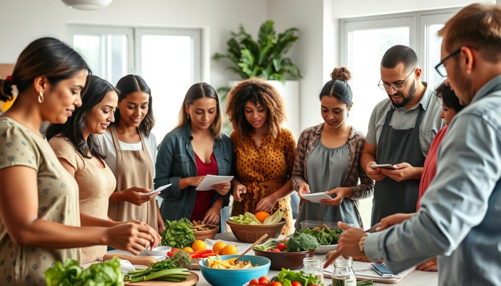 Group of diverse people in a nutrition workshop learning about nutrition over medication approaches