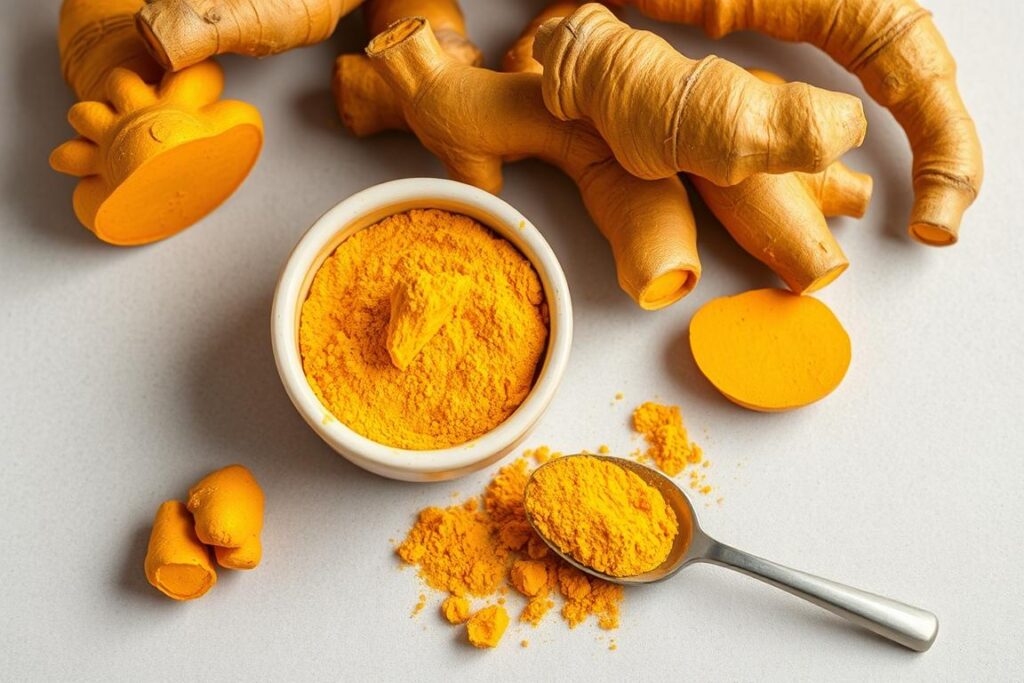 Turmeric powder and fresh turmeric root
