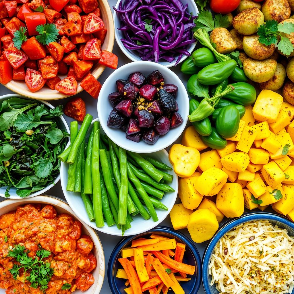 Colorful food display showing vibrant contrasts for healthy entertaining