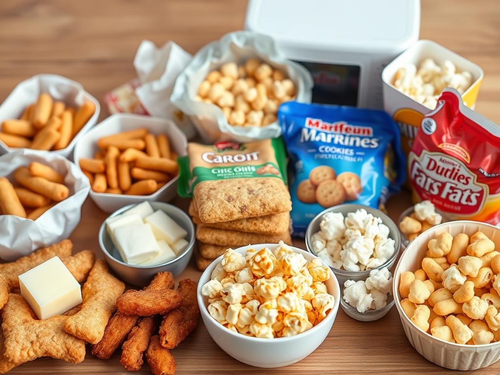 Foods containing trans fats and hydrogenated oils that can damage skin collagen