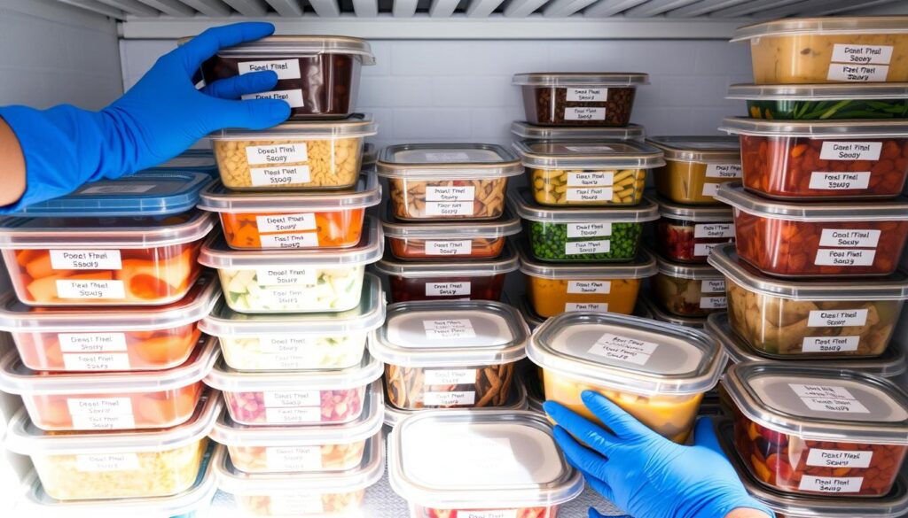 Freezer-friendly meals in labeled containers