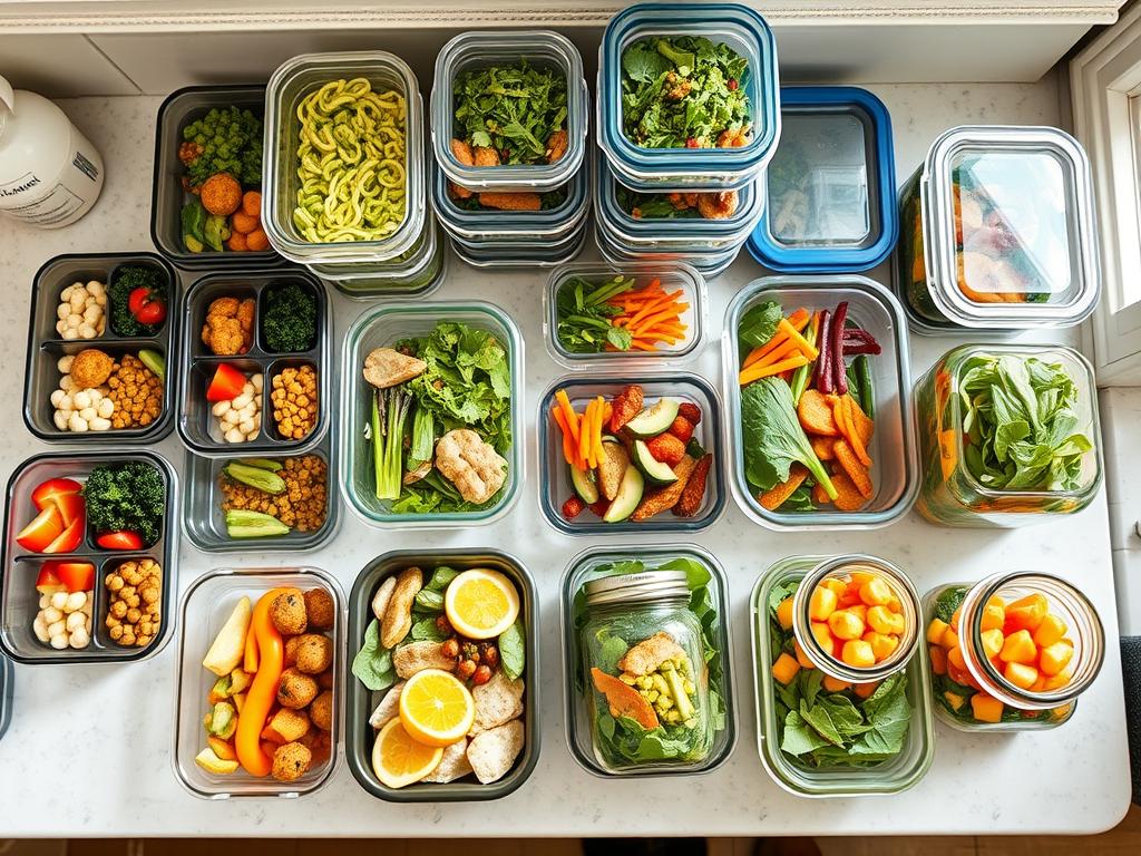 Organized meal prep containers with different compartments