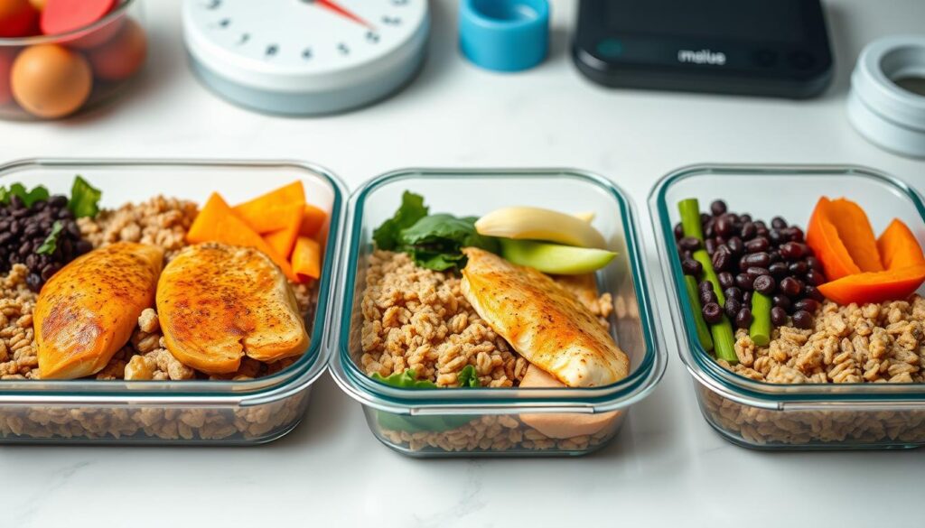 Healthy meal prep with balanced macronutrients for fat loss