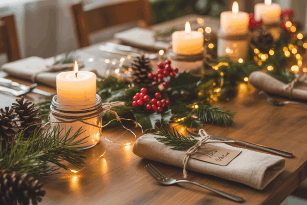 Christmas table set up