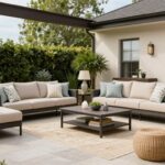 Complete summer patio decor setup showing multiple design elements working together