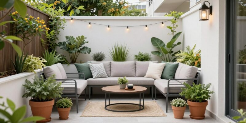 beautiful small patio garden with DIY improvements showing luxury design on a budget