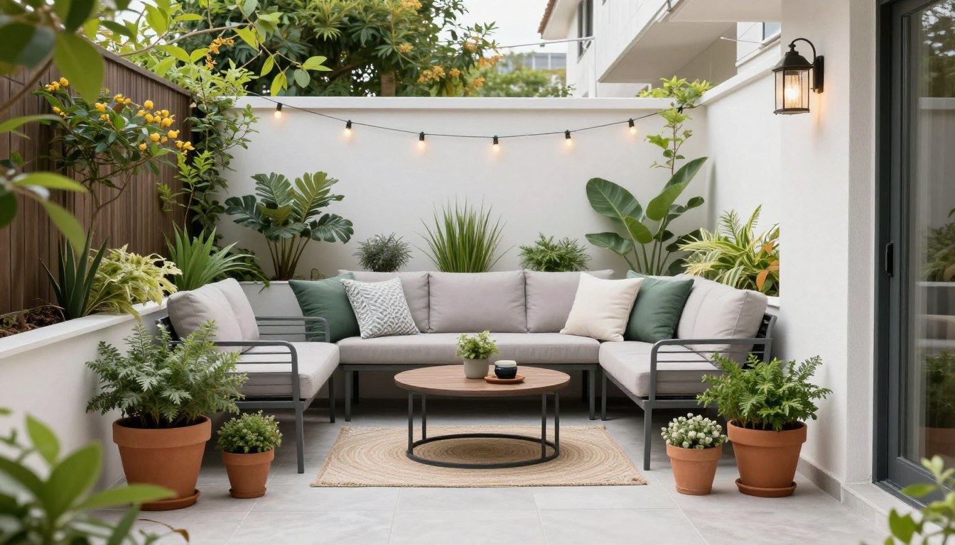 beautiful small patio garden with DIY improvements showing luxury design on a budget