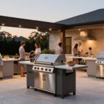 best outdoor grills setup on outdoor patio with family gathering